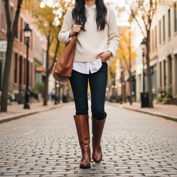 Frye Jordan Strap Cognac Leather Tall Riding Boots - Picture 2 of 15